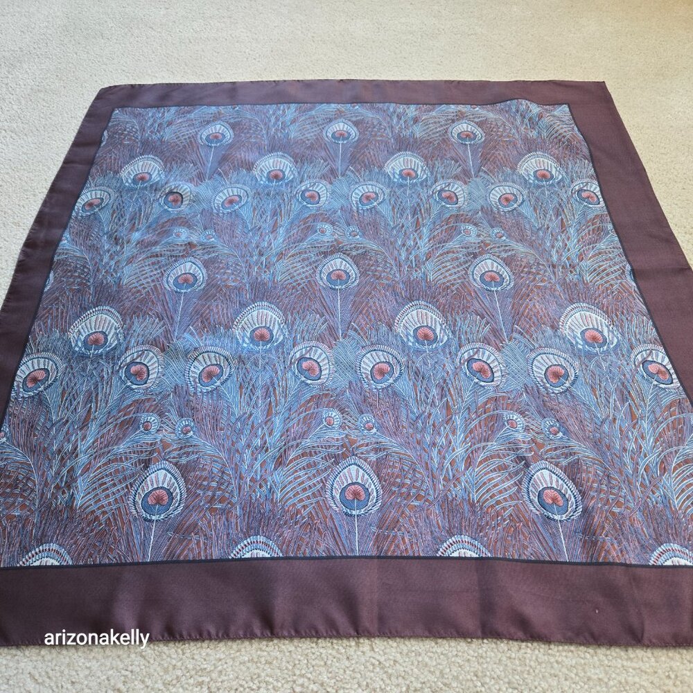 Liberty Silk Scarf Peacock Feathers. - Picture 2 of 8